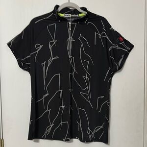Jamie Sadock Black Casual Button Down Shirt Abstract Design